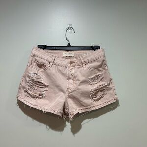 PacSun Women's Light Pink Distressed Jean Shorts